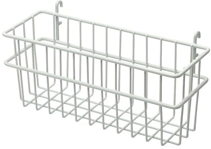 LOVIVER Hanging Wall Basket with Hooks, Wall Mount Fruit Basket, Over Door Organizer, Iron Grid Storage Organizer for Kitchen Pantry Bathroom, Multi Wire Bin for Fruits, Office Supplies, 25x9x10.5cm