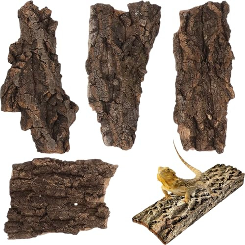 4-Piece Set Cork Bark Reptile Accessories, Natural Terrarium Bark for Lizards and Snakes, with Multiple Sizes for Climbing and Hiding