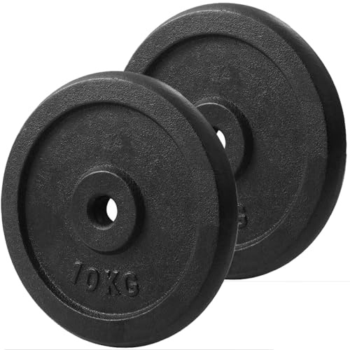 Komodo Set of 2x Cast Iron Weight Plates for 1 Inch Bars (2x 10kg)