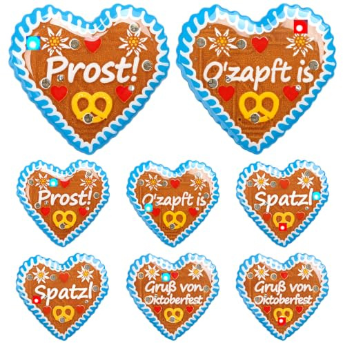 iZoeL 8 STK LED Oktoberfest Anstecker Pin im Lebkuchenherz Partydeko | 8 STK LED, Lebkuchenherz, Oktoberfest Anstecker, Pin, Oktoberfest Deko, Damen Herren Tracht Accessoires