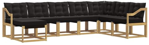 vidaXL Outdoor-Sofagarnitur mit Kissen 8 pcs Weiß und Schwarz, Garten Sofa, modernes Ecksofa, Robustes Sitzmöbel, Möbel für Terrasse, gemütliche Lounge
