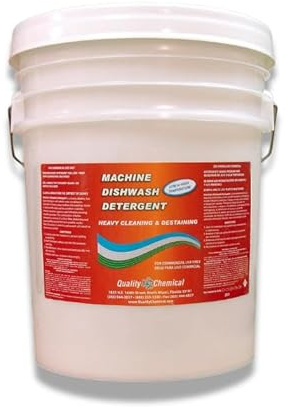 Quality Chemical Heavy Duty Liquid Alkaline Commercial Dishwasher Detergent - Industrial-Grade - Dissolves Food Stains, Grease, Grime and Residue - No Pre-Rinse - Ready-to-Use 5 Gallon Pail (640-oz)