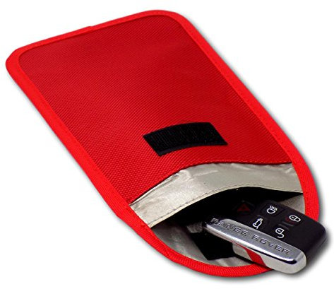 Minder Signal Blocker - Jamming Case/RFID Blocking Pouch for Keyless Entry Car Keys & Mobile Phones - Faraday Bag Protection - Security against Relay Crime (Red, 170mm x 105mm (Internal))