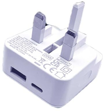 TheMax 3 Pin USB Type C and Type A Foldable UK Plug QC PD Replacement for iOSiphone Series,Tablet, Samsung Galaxy Series and Huawei 20W Charger