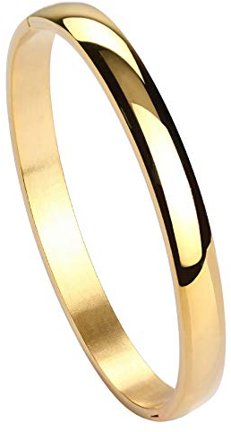MILAKOO Bracciale Rigido in Acciaio inox Caratterizzato da una Lucidatura di Altà Qualità con Scanalature Oro 6mm