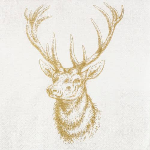20 Servietten Eleganter Hirsch gold/Tiere/Jagd/Weihnachten 33x33cm