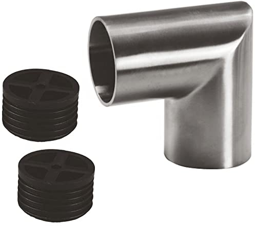 Edelstahl Rundbogen 90° eckig inkl. 2 Adapter für Holzhandlauf Ø 42 mm
