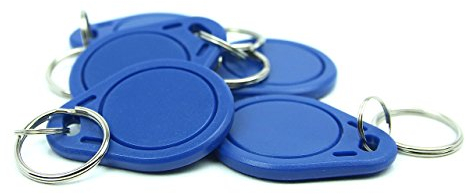 NFC Anhänger ABS DESFire EV2 Chip 8K in blau - 40 x 32 mm - u. a. für NFC Schließanlagen, 5 Stück