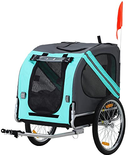PawHut Pet Bicycle Trailer Dog Cat Bike Carrier Water Resistant Green Outdoor