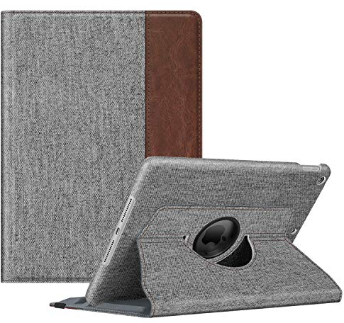 Fintie Hülle für iPad 10.2 Zoll 9.Generation / 8. Gen / 7. Gen (Modell 2021/2020/2019) mit Pencil Halter - 360 Grad Rotierend Stand Schutzhülle Cover mit Auto Schlaf/Wach Funktion, Denim grau