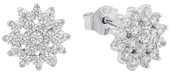 Amor Ohrstecker 925 Sterling Silber Damen Ohrschmuck, mit Zirkonia synth., 1 cm, Silber, Kommt in Schmuck Geschenk Box, 9426713