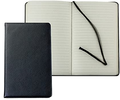 DELMON VARONE - Personalisierbares Notizbuch DIN A5 schmal, gebunden in Premium Soft Grain Leder schwarz - Buch liniert im Hardcover Ledereinband mit Merkband - Geeignet auch als Tagebuch & Reisebuch