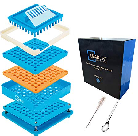 LEADLIFE Filling Machine 100 Holes for Size 00 - Make Your Own Capsules Now Easier and Faster - Use with Empty Gelatin or Vegetarian Capsules (size 00)