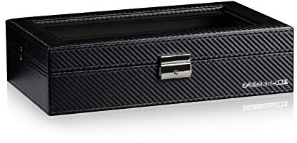 DESIGNHÜTTE® Uhrenbox Boston 12 - Karbon/Schwarz