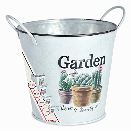 KADAX Pot de fleurs en métal style rétro pour orchidées, herbes, géraniums, pot de fleurs, pot de fleurs (diamètre 12 cm, avec poignées)