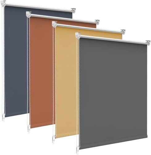 bobodeco Verdunklungsrollo ohne Bohren & mit Bohren, Verdunkelungsrollo Klemmfix, Dunkelgrau B115x H140cm (Stoffbreite 115cm), Thermorollo Sichtschutz und Sonnenchutz, Rollos für Fenster & Tür