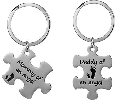 2pcs Mama Papa eines Engels Schlüsselbund Set Fehlgeburt Andenken Baby Memorial Geschenk