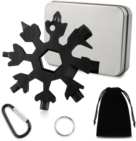 Schneeflocke Werkzeug 18 in 1, Schneeflocken Multitool Edelstahl, Werkzeug Stern Schneeflocke, Multifunktionstool Schneeflocke, Tragbar Schraubendreher Schneeflocke für Draussen Abenteuer Camping