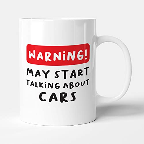 Victorian Printing Co - Warning! May Start Talking About Cars - Funny Birthday Gift Mug, Ceramic, 11fl.oz.