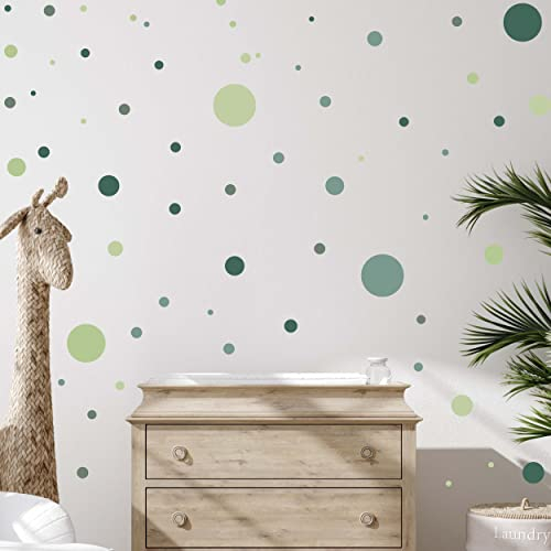 WANDKIND Kreis Set 60 Stück Wandtattoo für Babyzimmer V336 Aufkleber Sticker Kreise Wandaufkleber Kinderzimmer Deko Punkte Dots Klebepunkte in verschiedenen Farben (Grün)