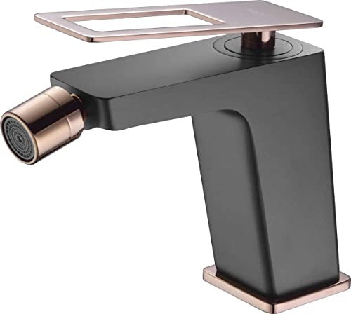 IMEX - Rubinetto bidet monocomando serie Svezia BDC032-2NOR nero opaco e oro rosa
