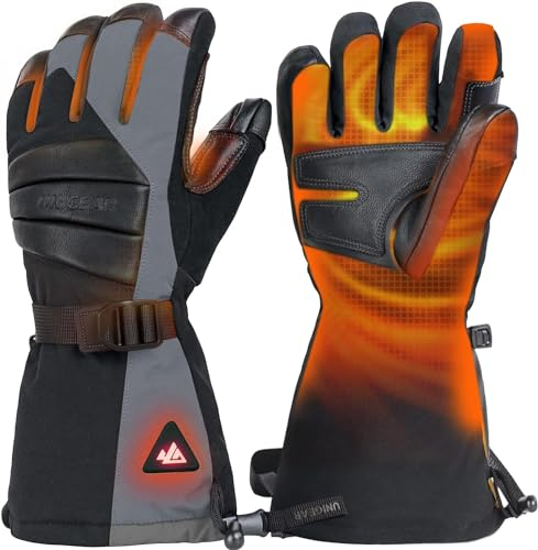 Unigear beheizbare Handschuhe mit Schnellladen für Damen und Herren, beheizte wärmende Winter Handschuhe mit Heizung, 3 Wärmestufen, wasserdicht Touchscreen für Skifahren, Raynauds und Outdoor Arbeit