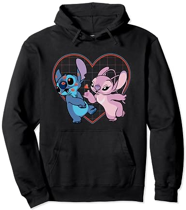 Disney Lilo et Stitch Les Bisous d'Amour d'Angel T-Shirt Sweat à Capuche