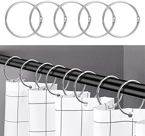 24 Stück Duschvorhangringe, Duschvorhang Haken, Duschringe für Badezimmer, Rostfrei Dekorative Ringe für Duschvorhänge und Duschvorhangstangen, Vorhang Haken für Vorhänge (Silber)