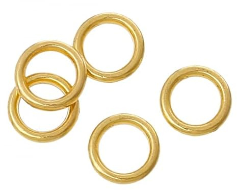 100 Stück – vergoldete, gelötete geschlossene 6-mm-Sprungringe. Für die Herstellung von Schmuck, Halsketten und Armbändern