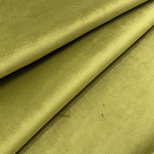 Regents Lux Soft Touch Plain Velvet Fire Retardant Plush Low Velour Cushion Sofa Upholstery Fabric Sold by the Metre - Olive Green - 5 Metres