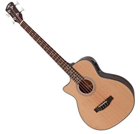 Gear4music AB100 Linkshänder-Akustikbassgitarre, Natur | Für Anfänger, leichter, komfortabler Korpus aus Lindenholz, Vorverstärker mit 3-Band-EQ und Presence-Regler