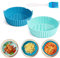 Ruikdly Cesta de Silicona para Freidora de Aire 2 Piezas Olla de Silicona para Freidora de Aire Redonda de 7.5 Pulgadas Reutilizable Molde Silicona Freidora de Aire de 3 a 5 QT (Azul y Verde)