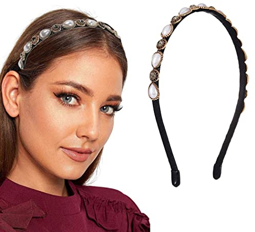 Reaky Vintage-Stirnband, Wassertropfen-Perlen-Kopfschmuck, Barock-Strass-Haarbänder, Party, Festival, Haarreifen für Frauen und Mädchen, 1 Stück