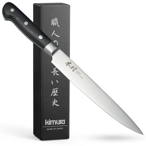 Kimura Slicer Knife, [Made in Japan], 8 inch Professional Chef Knife, Ultra Sharp High Carbon Molybdenum Stainless Steel Kitchen Knives, Ergonomic Handle