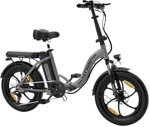 HITWAY E-Bike Vélo électrique 20 Pouces Fat Tire Pliant, 250W Moteur, 36V/12Ah Batterie au Lithium, Autonomie maximale 35-90 km