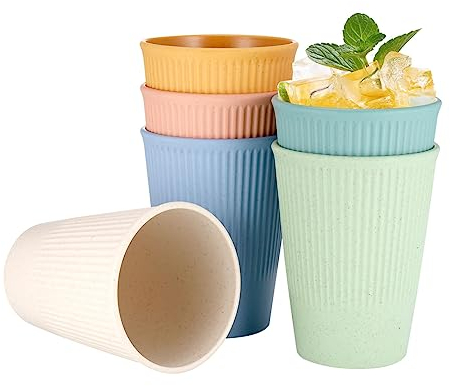 Hejo 6PCS Unbreakable Drinking Cups 300ml-10oz, Reusable Plastic Drinking Cups Healthy Plastic Cups for Juicy, Tea, Milk, Ice Water, Ice Coffee, Microwave and Dishwasher Safe