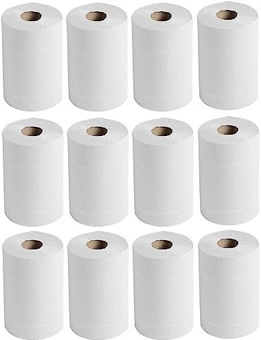 Pack of 12 - Kitchen Rolls, 2 PLY Centrefeed Kitchen Towels, Embossed White Hand Napkins, 40GSM Kitchen Towel Paper, Wiping Napkin Roll, Strong & Durable Kitchen Roll Bulk Buy (300 Sheets/Pulls)