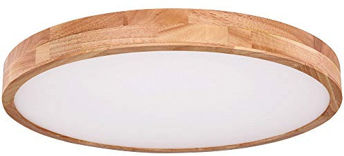 GLOBO Deckenleuchte LED Holz Optik Deckenlampe dimmbar Fernbedienung Wohnzimmerleuchte 60 cm, CCT Schaltung, 48 W 3100 lm 3000-6000K, H 10,5 cm