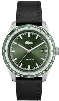 Lacoste Analog Quarzuhr für Herren Kollektion Everett mit Schwarzes Lederarmband - 2011292
