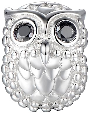 CHAMOON® Eule Charm Silber - Charm-Anhänger Eule 925 Sterling Silber für Lederarmband Damen