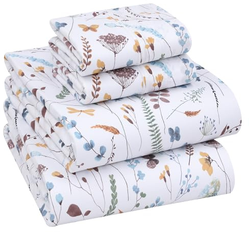 RUVANTI Bettlaken aus 100 % Perkal-Baumwolle, Queen-Size-Größe, Farn-Klasse | Knackig kühlend, tiefe Tasche, 40,6 cm, weich, atmungsaktiv und langlebig, Hotel-Stil, 4-teiliges Set