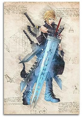 VZRSQZK Videospiel Final Fantasy VII, Poster, dekoratives Gemälde, Leinwand, Wandposter und Kunstdruck, modernes Familienschlafzimmer-Dekor-Poster, 20 x 30 cm