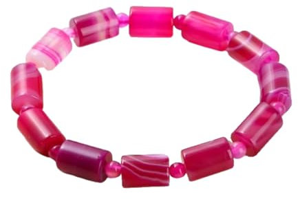 Pulsera De Rayas Fucsia Natural: Pulsera Étnica Con Cuentas De Barril, Brazalete Ajustable Para Mujeres, Adolescentes, Accesorios De Joyería, Regalos, Como Se Muestra, Ajustabl