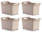Acan Tradineur - Pack de 4 Carritos de plástico con Ruedas y asa - N.º 2 - Cesta Organizadora para Productos de Limpieza, Baño, Cocina - Color Marrón Topo