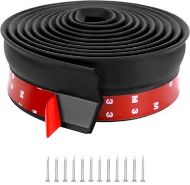 QWORK® Junta para puerta de garaje de 3 m, junta de goma para puerta de garaje, para protección de hojas, suciedad y intemperie, con clavos