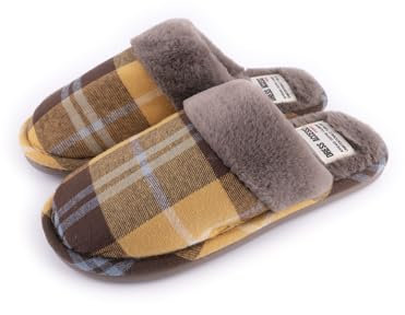 R-ISLAND Pantofole invernali da uomo,Adulto,La suola realizzata in PVC,Antiscivolo,Confortevole,Leggero e caldo,Evita freddo..Ottimo per casa, salone., giallo, 45 EU