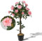 RELAX4LIFE Arbre à Roses Artificiel 93 CM avec Tronc en Bois Véritable, 259 Feuilles et 21 Fleurs, Rosier Artificielle en Pot, Décoration Extérieure ou Intérieure pour Maison, Balcon, Jardin