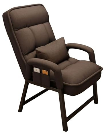 Sessel Wohnzimmer Relax Modern mit Hocker Loungesessel Fernsehsessel mit Lendenkissen mit Seitlichen Ablagetaschen Ohrensessel Lesesessel für Schlafzimmer Wohnzimmer (Color : Brown, Size : Chair)