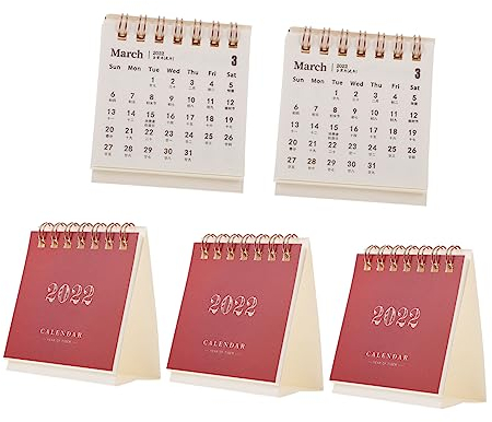 LALAFINA 5stücke Tischkalender Papierkalender Kalender für Schreibtisch Faltbar Platzsparend Desktop-kalender Kalender
