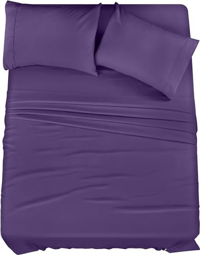 Utopia Bedding King Bed Sheets Set - 4 Piece Bedding - Brushed Microfiber - Shrinkage and Fade Resistant - Easy Care (King, Egg Plant)